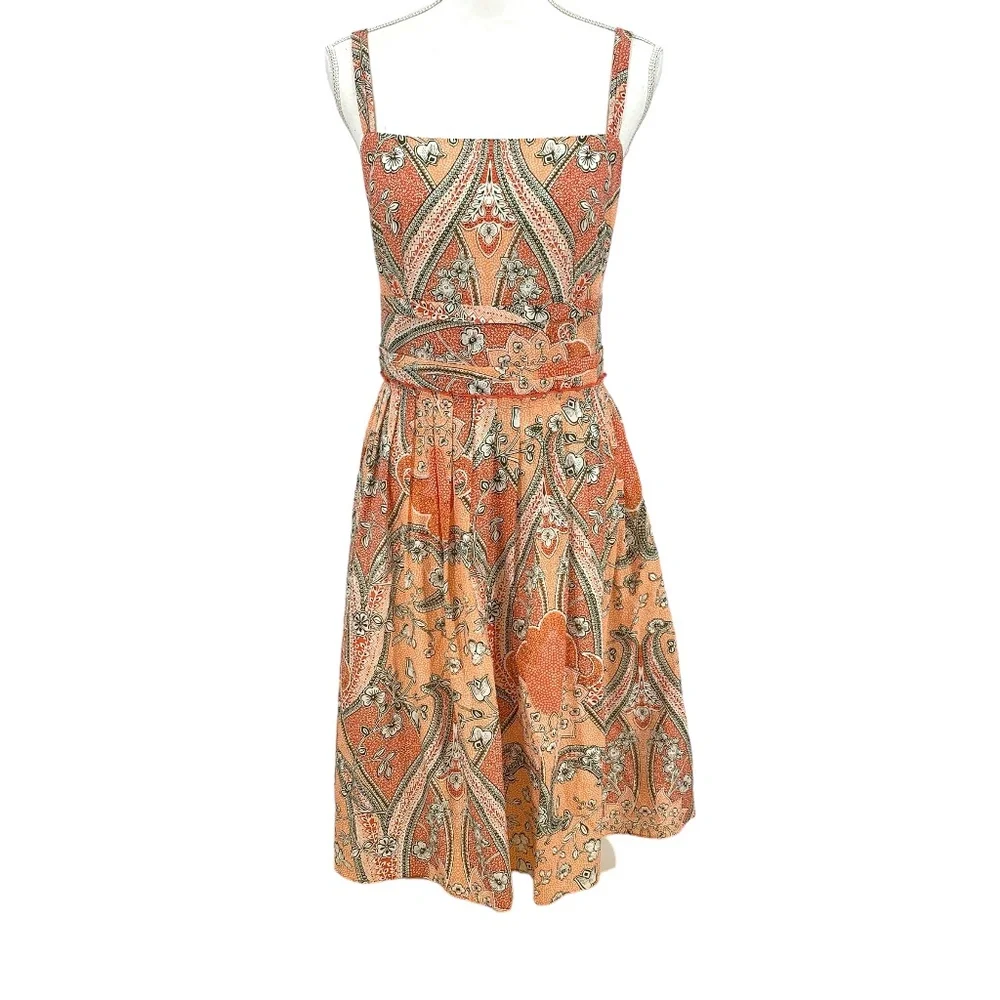 Ann Taylor Fit and Flare Pleated Sleeveless Cotton/Silk Midi Dress Sz 10 - Picture 2 of 16